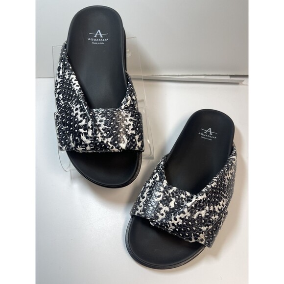 AQUATALIA lleena Snake Print Slip On Slide Sandals Sz 7 New - Picture 1 of 7